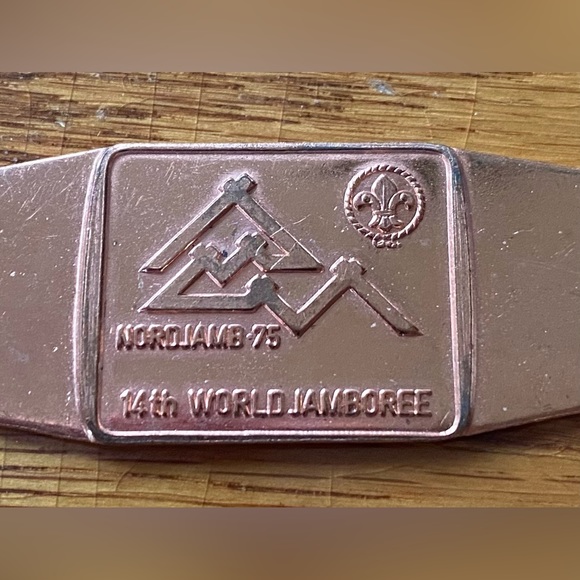 14 th Boy-scout WORLD Jamboree Neckerchief Slide 1975 Nordjamb - Picture 2 of 3